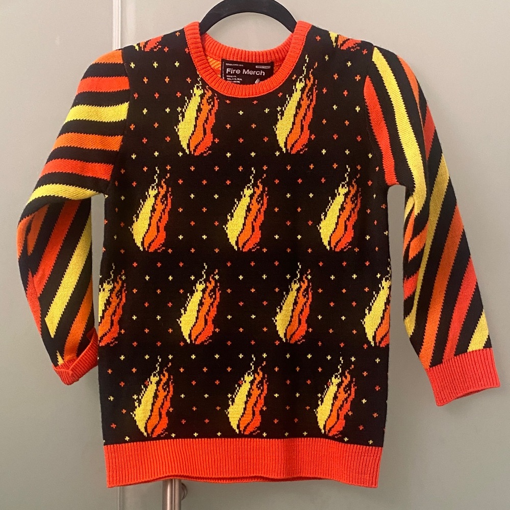 Kids Flame Sweater - Black and Orange